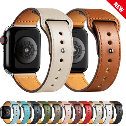 Leather Band for Apple Watch Ultra 2 – Compatible 49mm/45mm/44mm/41mm/40mm/38mm, Wrist Bracelet Strap for iWatch Series 3–9, SE, 4, 5, 6, 7, 8 & 9