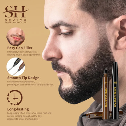 Waterproof Beard Filler Pen – Black Beard & Mustache Coloring Tool for Men, Hair Line Enhancer