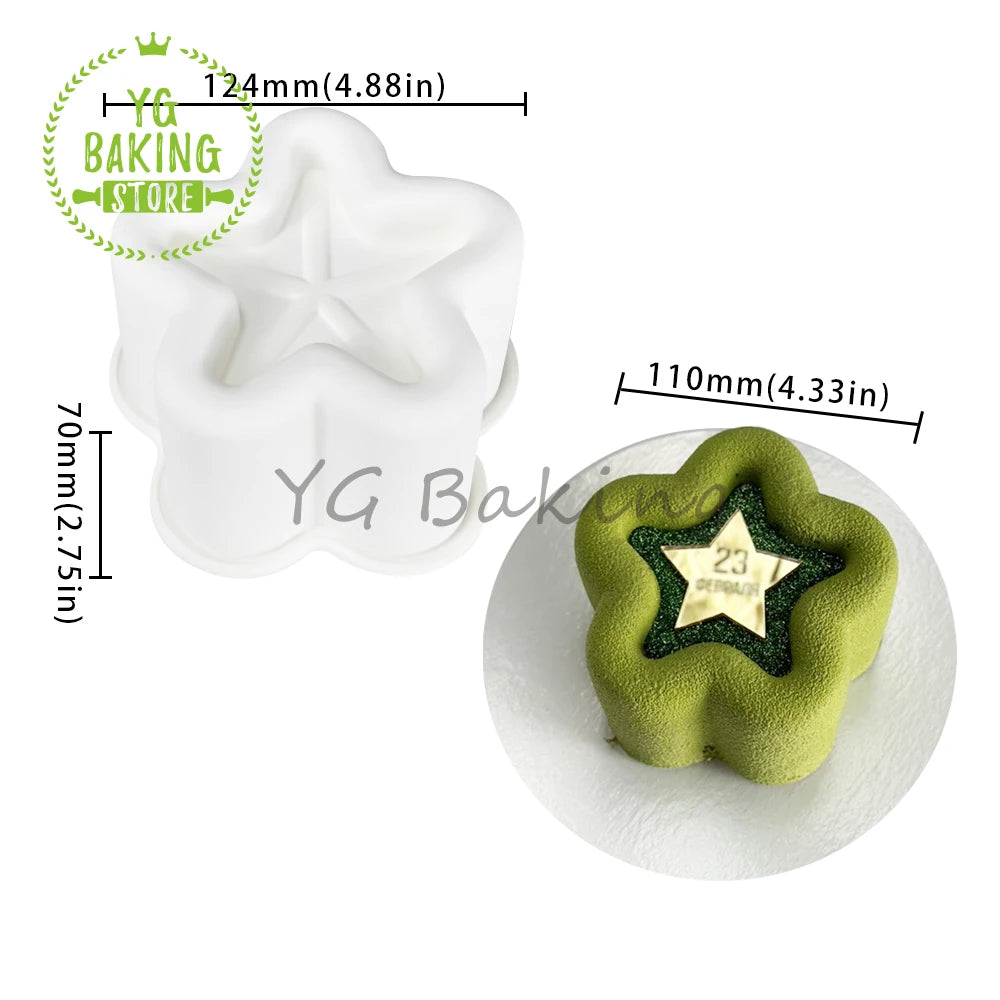 Dorica Silicone Dessert Mold — Single Bento Round, Heart, Square & Star Pudding, Mousse & Chocolate Baking Pan for DIY Cakes and Pastries