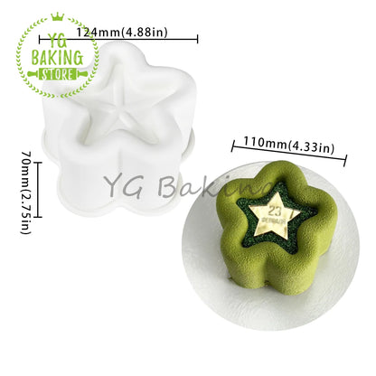 Dorica Silicone Dessert Mold — Single Bento Round, Heart, Square & Star Pudding, Mousse & Chocolate Baking Pan for DIY Cakes and Pastries