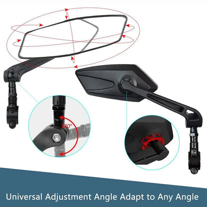 Adjustable Bicycle Rear View Mirror – Rotatable Handlebar Reflector with Wide-Angle Back Sight & Installation Tools
