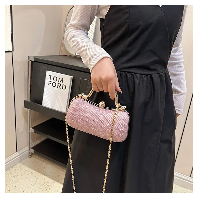 Women’s Chain Evening Shoulder Bag – Vintage Crossbody Handbag Dinner Party Underarm Satchel