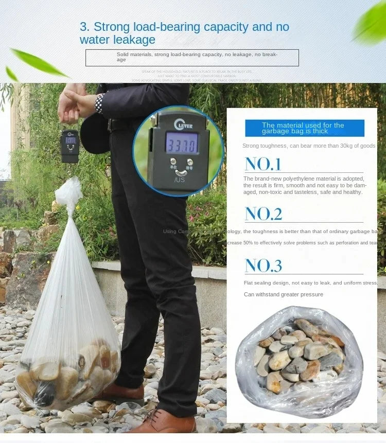 50PCS High-Capacity Garbage Bags – Thickened Disposable Trash Bags for Household & Kitchen Use