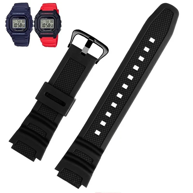 Rubber Silicone Watchband for Casio F-108WH, W-216H, W-218H, W-215, W-752, W-S200H & SGW-400/500H - Waterproof Replacement Watch Strap