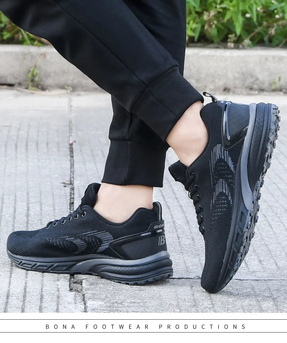 BONA Men's Outdoor Walking Sneakers — Lace-Up Athletic & Running Shoes, Comfortable Popular Style