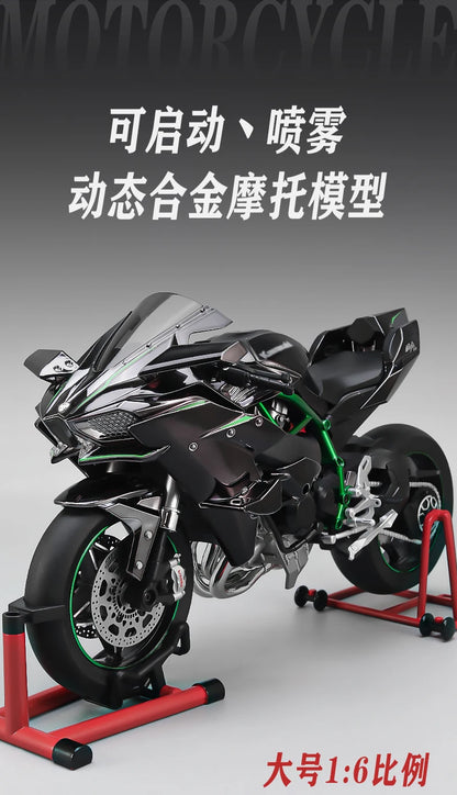 1:6 Kawasaki Ninja 500 H2R Motorcycle Model — Racing Simulation with Sound & Light, Fast & Furious Collectible Toy Gift