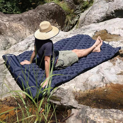 PACOONE Outdoor Camping Double Inflatable Mattress - Extra Wide Ultralight Folding Sleeping Pad