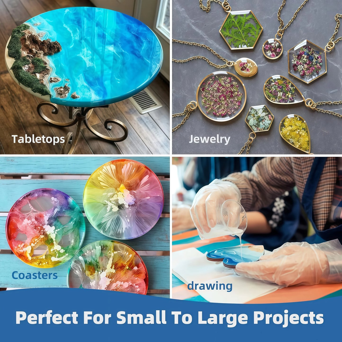 Crystal Clear Bubble-Free Epoxy Resin Kit with Pumps for DIY Crafts, Art, Molds & Casting with Hardener Set