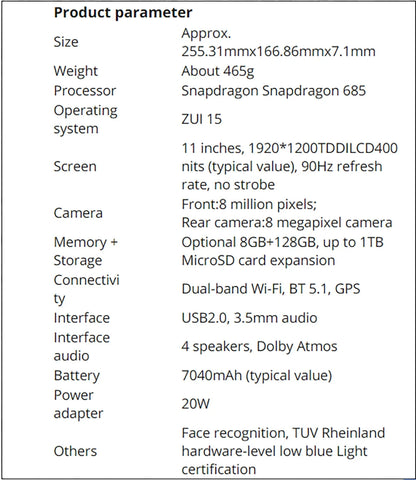 Lenovo Xiaoxin Pad 2024 Tablet – 6GB/8GB RAM, 128GB/256GB Storage, 11" Display, Snapdragon 685, 7040mAh Battery, Android WiFi Tab