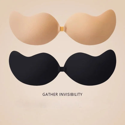 Invisible Strapless Adhesive Stick-On Bra - Seamless Silicone Push-Up Breast Tape, Nipple Covers & Bralette for Women