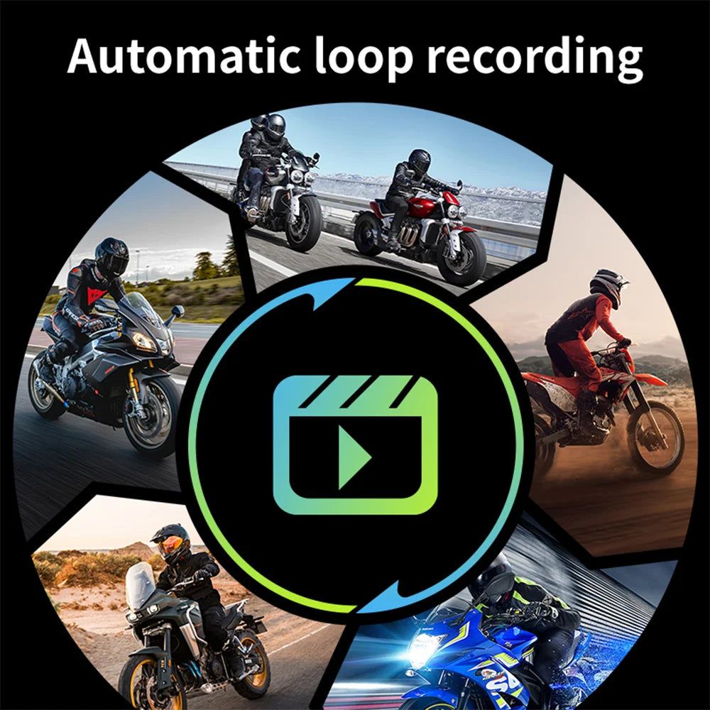 JIUYIN Dual Motorcycle Action Camera – 1080P Front & Rear DVR, Waterproof Dash Cam with WiFi