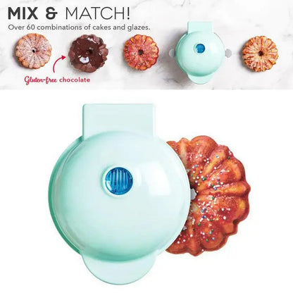 Mini Maker for Cake Waffles, Hash Browns, Keto Chaffles: Easy-to-Clean Non-Stick Surfaces - 4 Inch, Red Blue