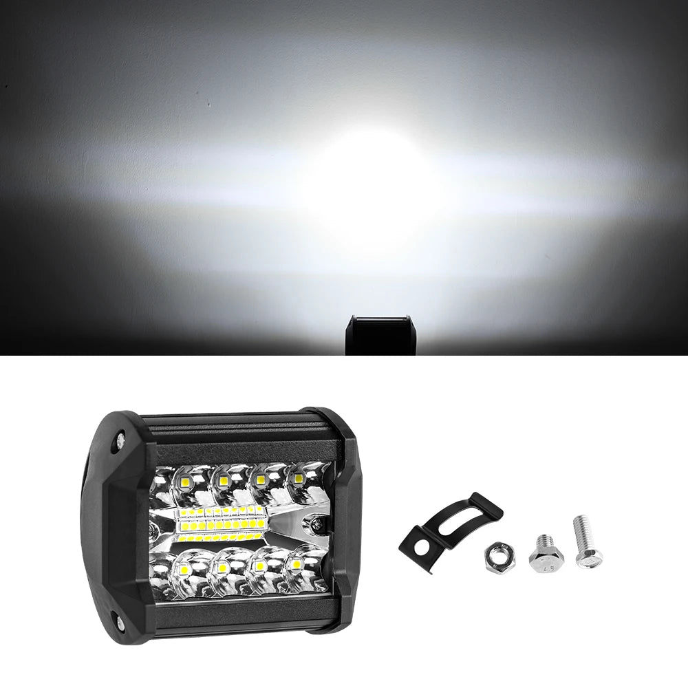 4" / 7" LED Work Light Bar 144W/120W Spot Flood Combo – Off-Road Lighting for Car, Tractor, Boat, Truck, SUV & ATV Repair & Utility Use