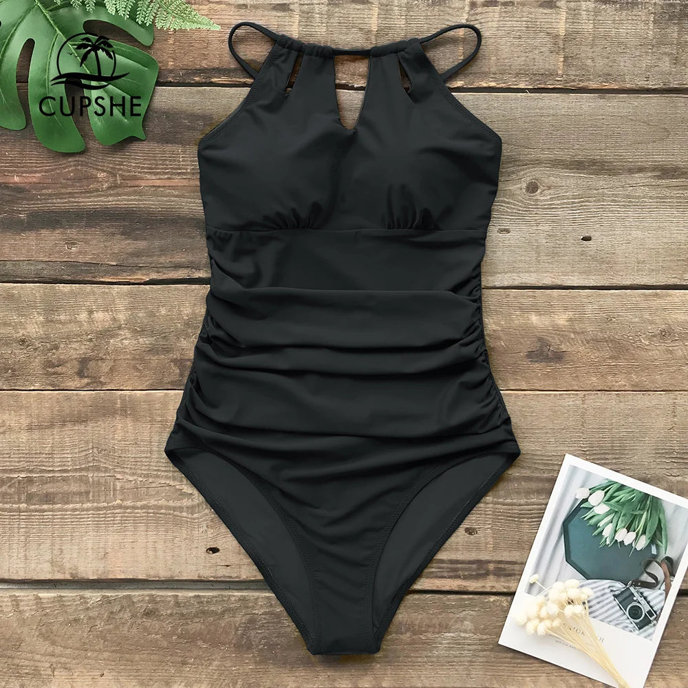 CUPSHE Lace-Up Back One-Piece Swimsuit – Sexy Cut-Out Backless Monokini Swimwear for Women, 2023 Beach & Bathing Suit