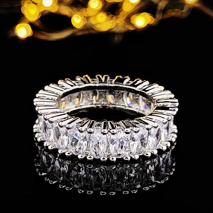 925 Sterling Silver Eternity Band Ring - CZ Diamond Promise Engagement Wedding Jewelry for Women & Men