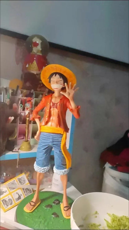 One Piece 42.5cm Straw Hat Monkey D. Luffy Figure – 1/4 Scale Large Smiley Anime Statue, Decorative Doll Toy Gift