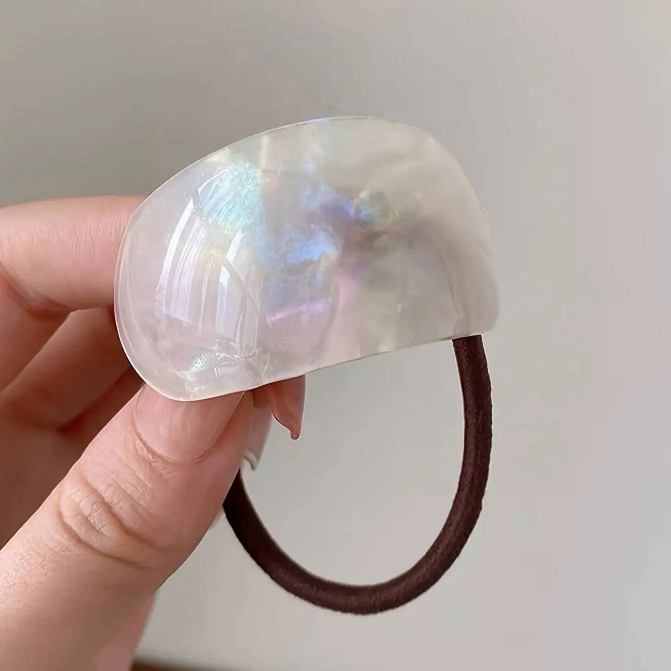 Marble Acetate Hair Tie - Chic Elastic Ponytail Holder for Women and Girls