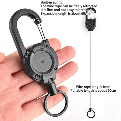 Anti-theft Metal Retractable Keychain: Easy-to-pull Buckle Rope Elastic Key Ring - Secure Ski Pass and ID Card Holder