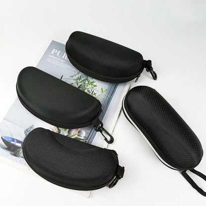 Portable Sunglasses & Eyewear Storage Case - Anti-Stress Black Eye Bag for Men's & Women's Glasses, Myopia and Flat Mirror Protection