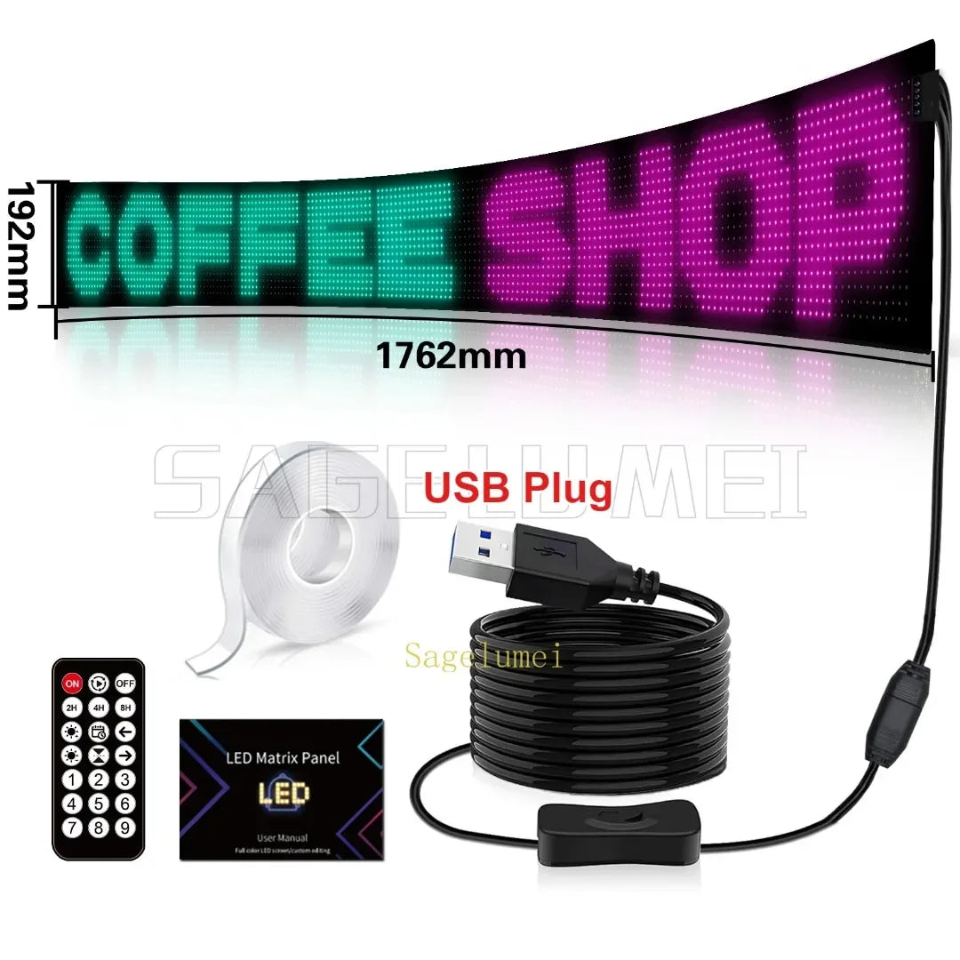 Double Row Programmable LED Matrix Display - App-Controlled Scrolling Text, Evil Eye Animation Sign for Cars, Trucks, and Parties