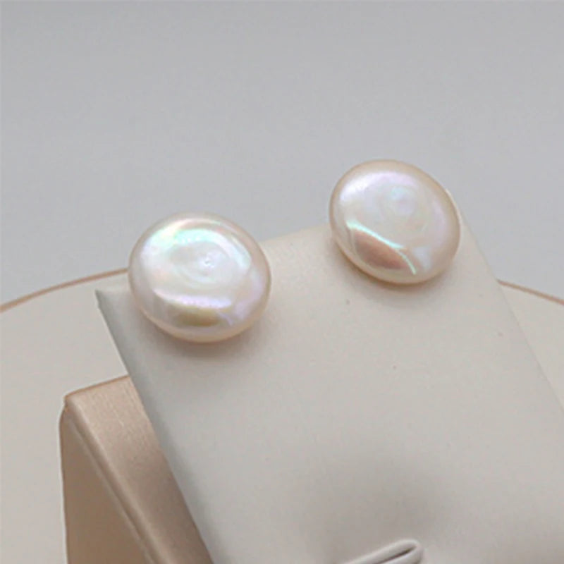 Women's Baroque Freshwater Pearl Stud Earrings with 925 Sterling Silver Posts