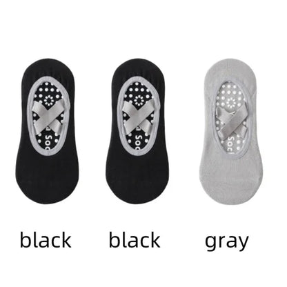 Women’s Anti-Slip Yoga Socks 1–3 Pairs – Silicone Grip Ballet Pilates Backless Breathable Sport Socks for Fitness & Dance