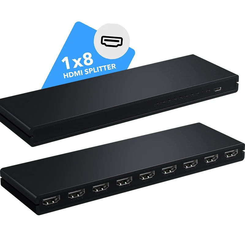 HDMI Splitter 1x8 4K 30Hz — 8-Port Video Distributor Converter, HDCP1.4 for PC, Laptop, PS4, DVD, Projector, TV