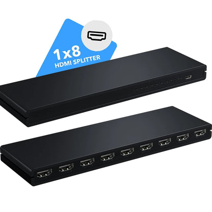 HDMI Splitter 1x8 4K 30Hz — 8-Port Video Distributor Converter, HDCP1.4 for PC, Laptop, PS4, DVD, Projector, TV