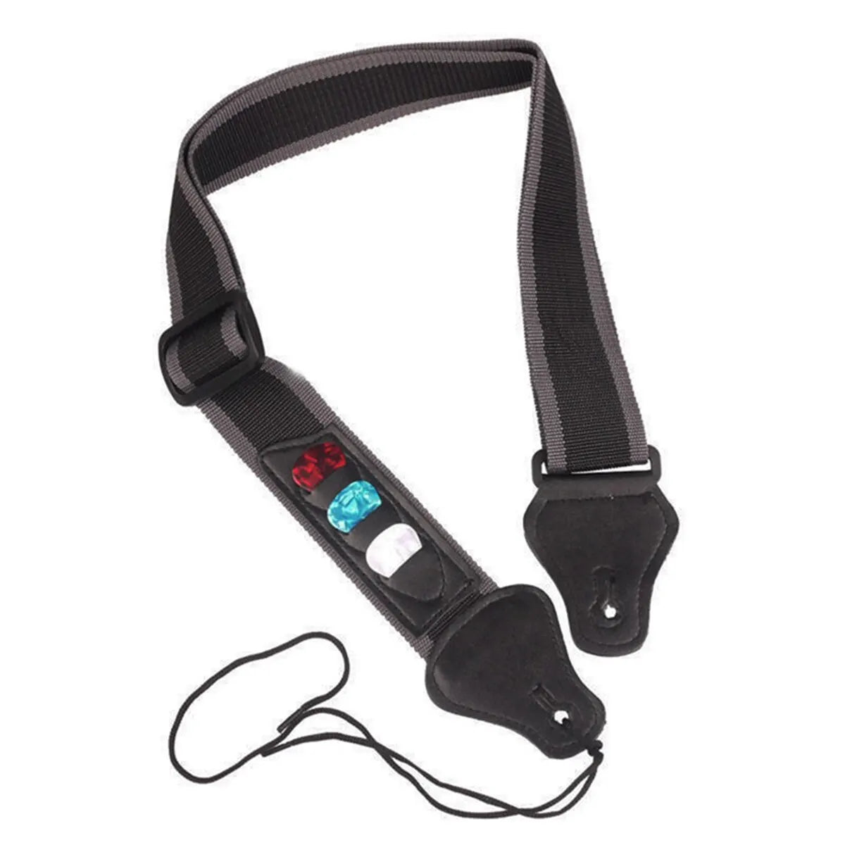 Adjustable Electric Guitar Strap – PU Leather Ends with 3 Guitar Pick Holders, for Acoustic Guitar & Bass Accessories