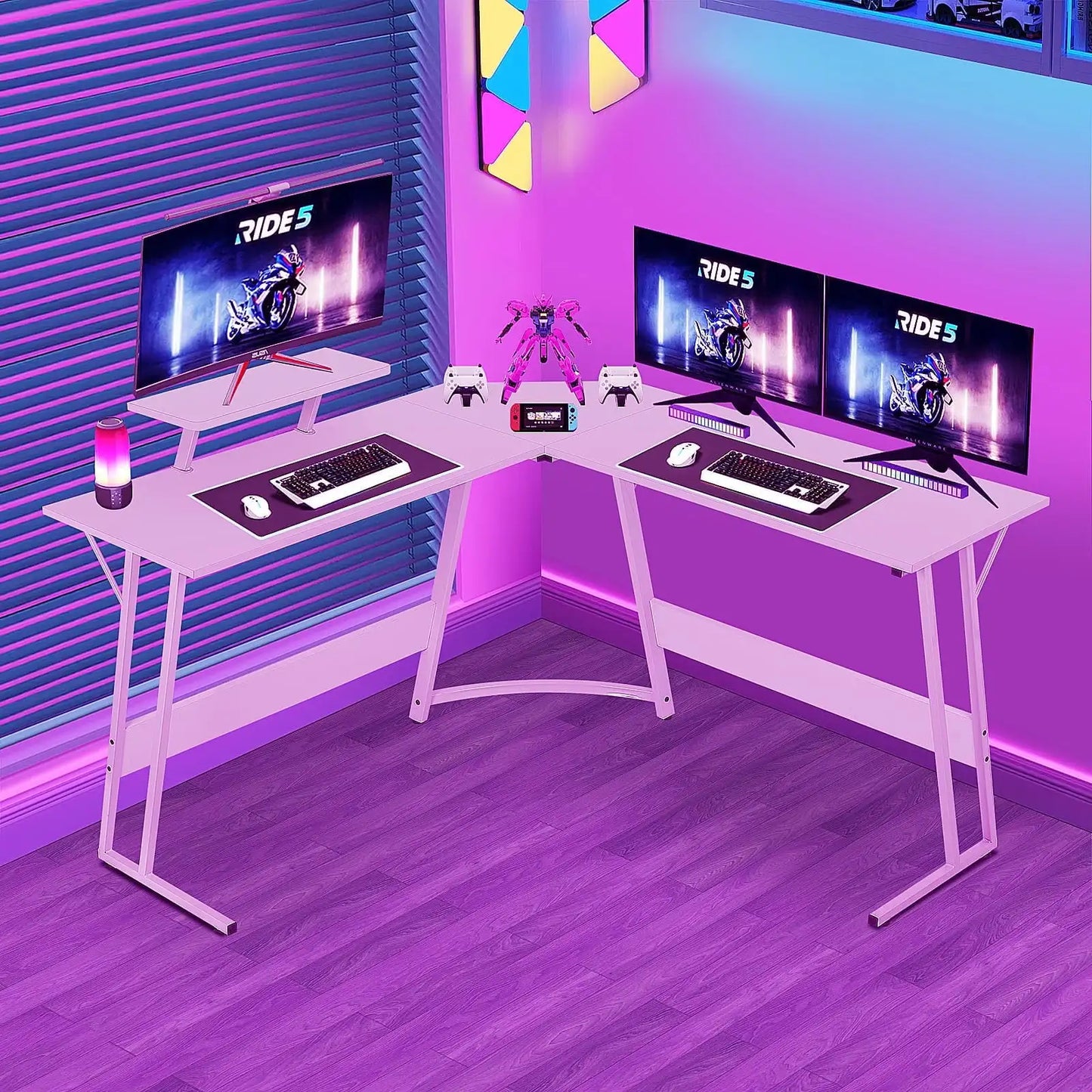 50-Inch L-Shaped Gaming Desk – Corner Computer & Home Office Desk with Large Black Tabletop
