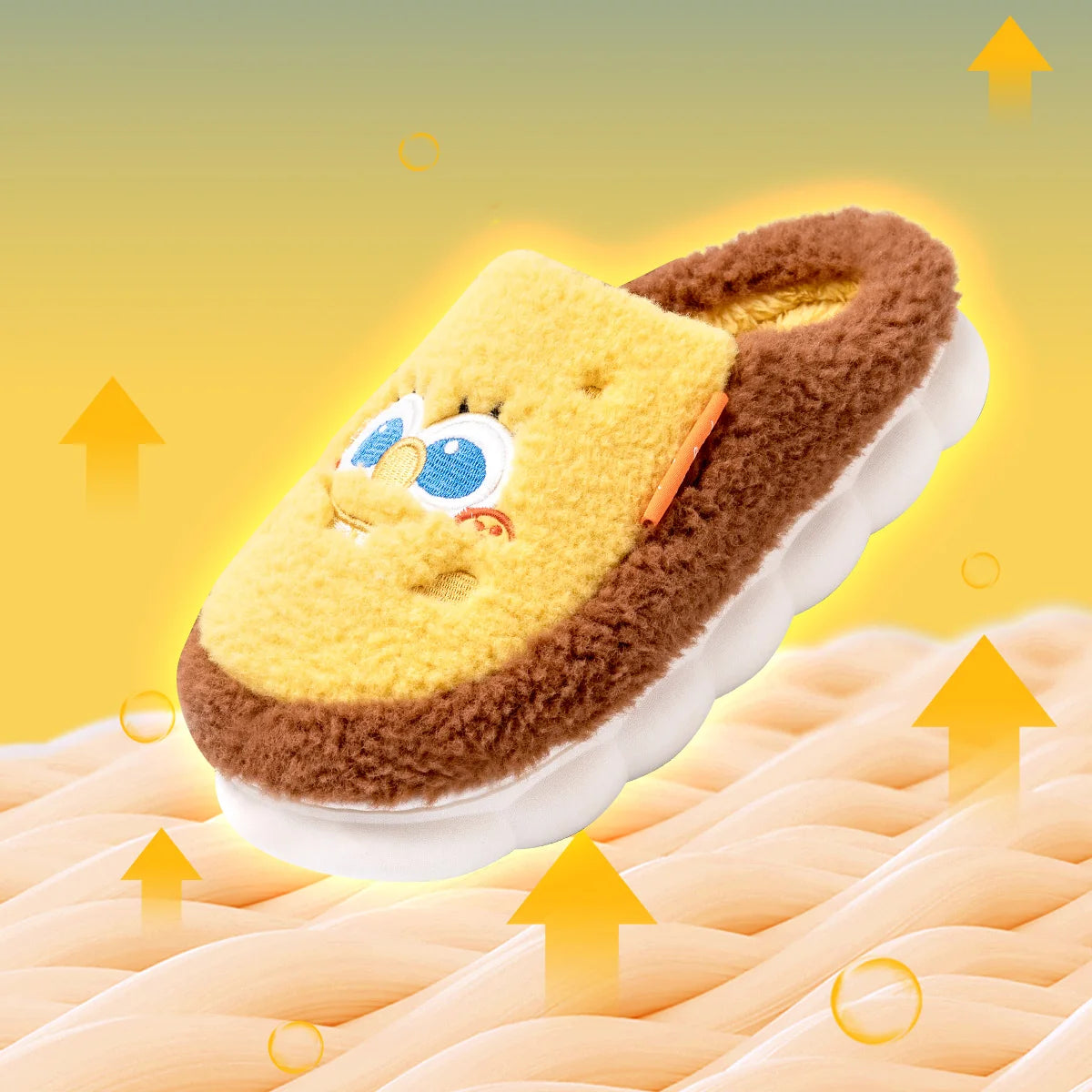 SpongeBob Suede House Slippers for Men & Women — Slip-On Fuzzy Indoor/Outdoor Shoes with Faux Fur Lining