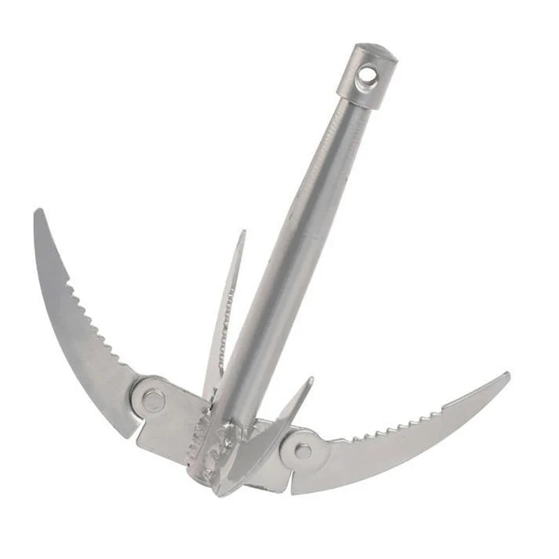Outdoors Grappling Hook Survival Tool with Rope – Folding Boat Anchor for Canoes & Fishing Supplies