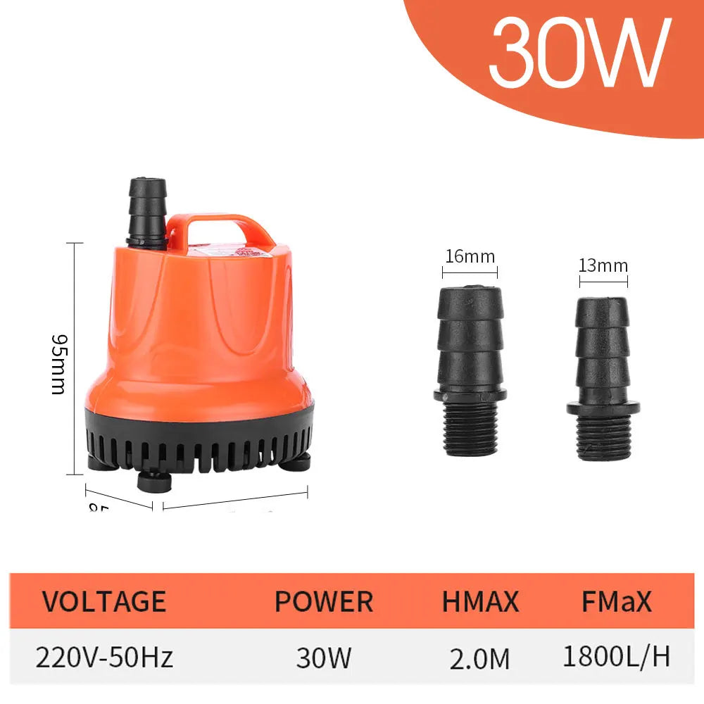 220V Submersible Water Pump - 30W–110W Bottom-Suction Silent Pump for Garden Water Features and Fish Tanks