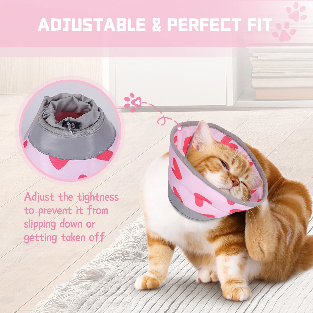Soft Cat Recovery Collar – Adjustable Protective Elizabethan Cone for Post-Surgery Comfort, Lightweight Pet Collar