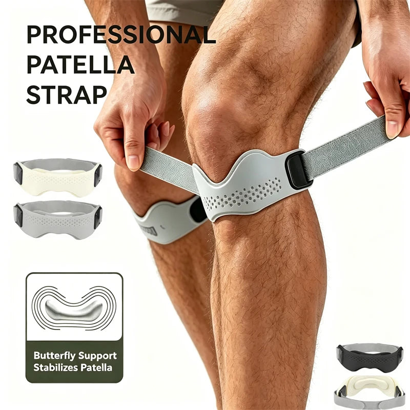 Patellar Tendon Support Strap - Adjustable Silicone Knee Support for Running, Tennis & Sports
