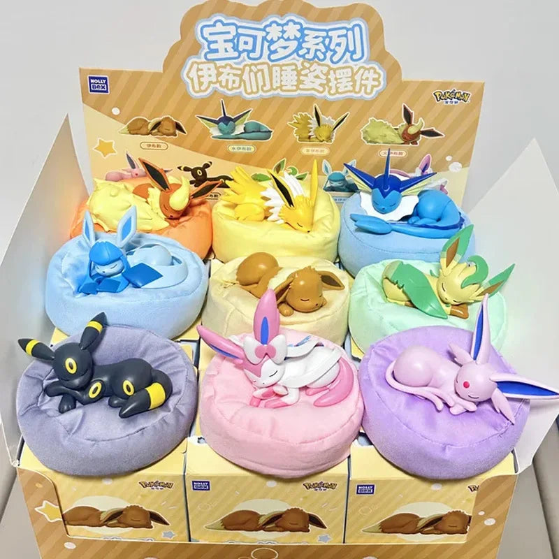 Genuine Pokémon Eevee Sleeping Pose Blind Box – Fantasy Beast Mystery Anime Figure, Cute Lucky Doll Toy & Collectible Gift Decoration