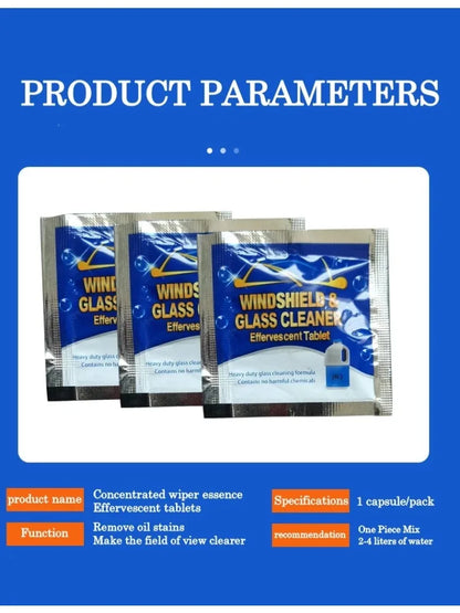 Car Windshield Glass Washer Tablets | Concentrated Effervescent Fluid for Car Wipers & Window Cleaning
