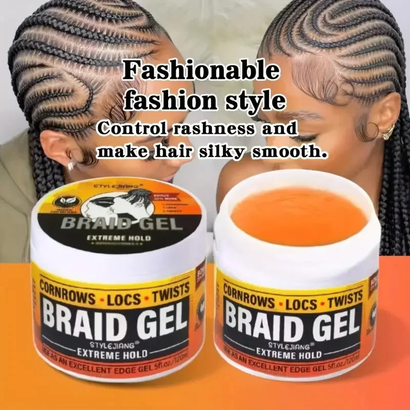 Extreme Hold Braid Gel - Styling Hair Wax for Cornrows, Locs, Twists & Braids