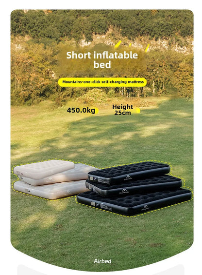 MOUNTAINHIKER 2025 Inflatable Air Mattress – PVC Glamping Sleeping Mat with Built-in Pump for 1-3 Persons