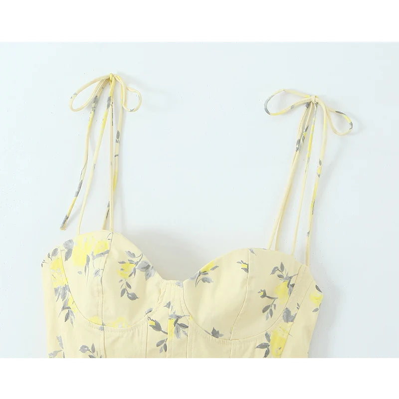 Women’s Chic Corset Backless Cami Top – Floral Print Sexy Summer Party Crop Top, Elegant 2026 Fashion Nightwear