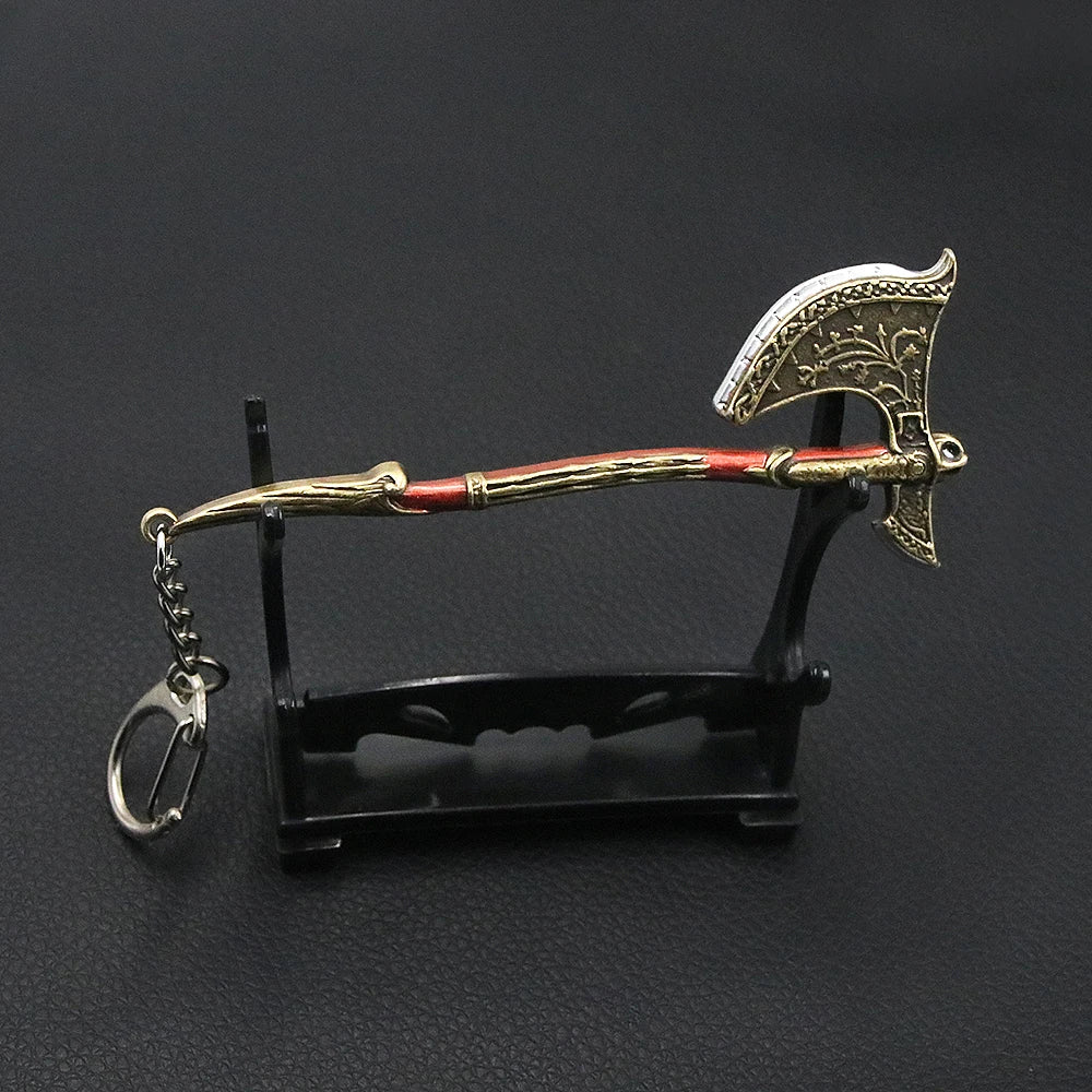 God of War Ragnarok Keychain - Thor Mjolnir Hammer, Leviathan Axe & Blades of Chaos Game Key Ring