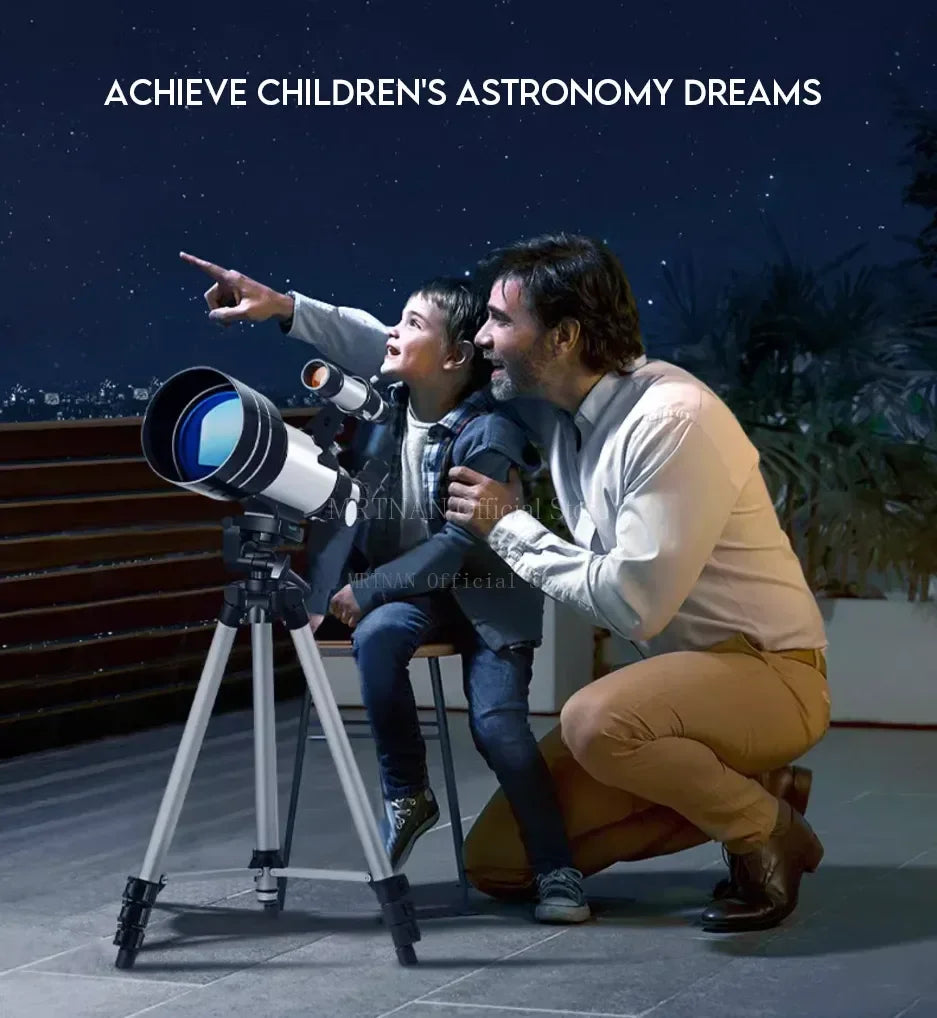 150X Astronomical Telescope – 70mm Refractor Portable Travel Scope with Phone Adapter & Wireless Remote