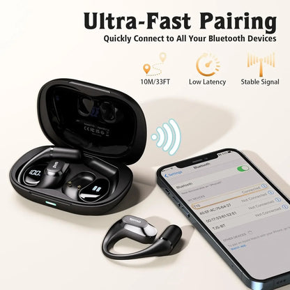 Ohayo Open-Ear Earphones - Bluetooth 5.4 Air Conduction Wireless Sports Earbuds IPX6 Waterproof Headphones With Mic