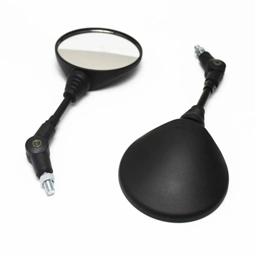 10mm Black Aluminum Motorcycle Side Mirror — Universal 360° Adjustable, Foldable, Anti-Fall Rearview Mirror
