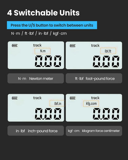 Professional Digital Torque Wrench Set | 1/4'', 3/8'', 1/2'' Electronic Wrench & Torque Adapter for Bike & Car Repair