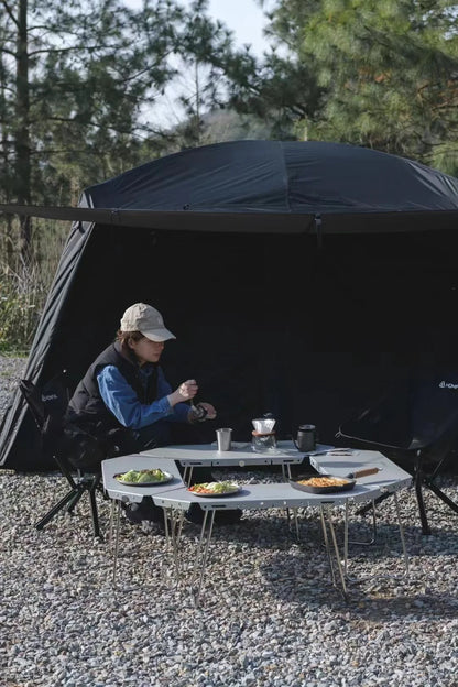 Homful Outdoor Multifunctional Stainless Steel Round Table – Foldable BBQ & Campfire Table for Camping