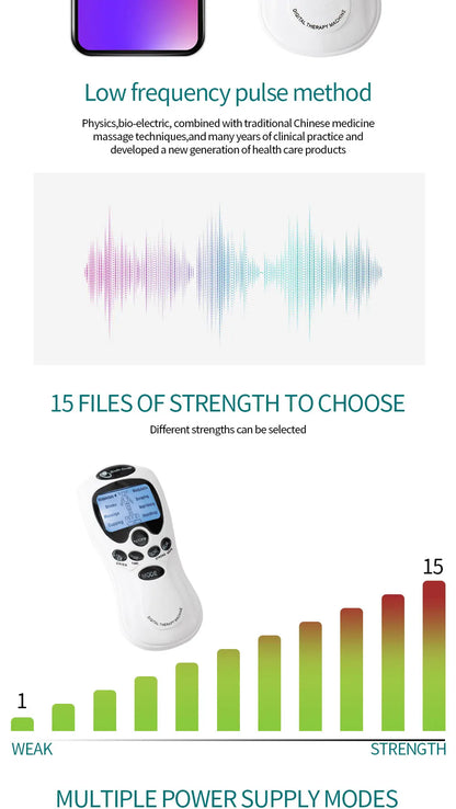 Electric EMS Pulse Massager — TENS Acupuncture Muscle Stimulator for Neck, Back, and Full Body Relaxation