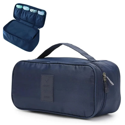 Portable Travel Organizer Bag - Multi-Function Bra Underwear Storage Case and Cosmetic Toiletry Pouch for Outdoor Trips