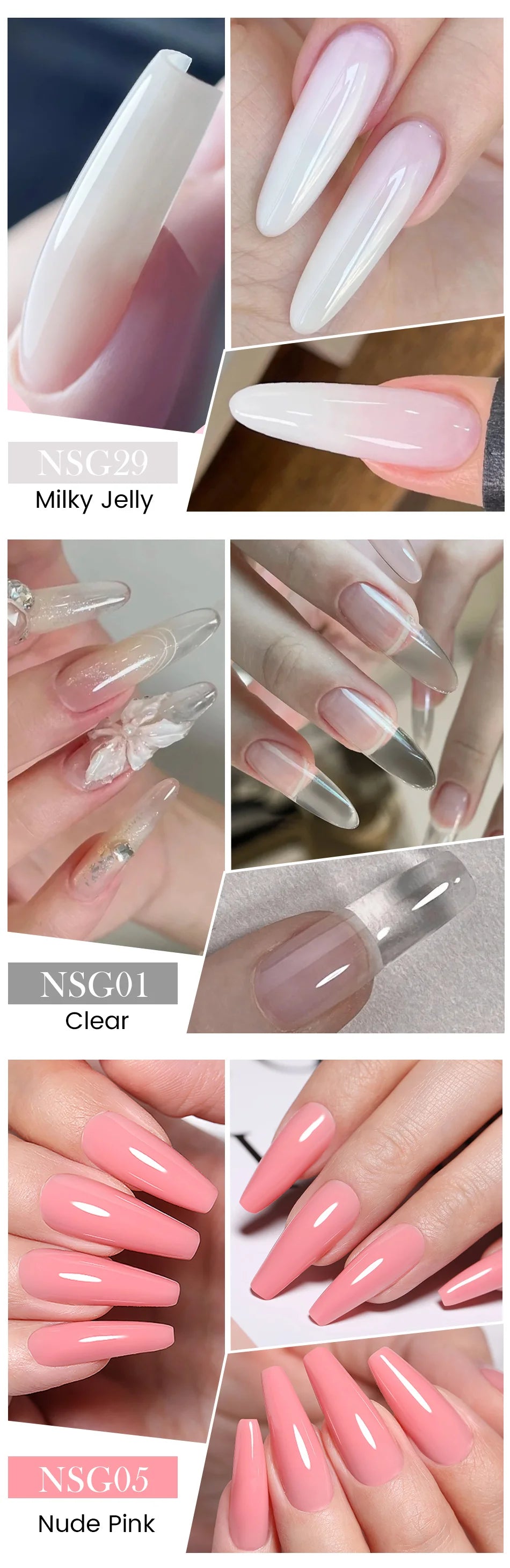 BORN PRETTY 15ml Clear Non-Stick Hand Extension Gel - 3D Shaping Nail Art, Milky Jelly Hard Gel for Fake Nails
