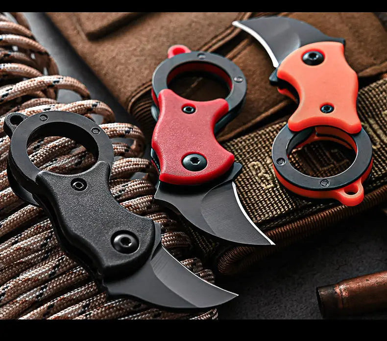 Mini Keychain Pocket Knife – Stainless Steel Camping EDC Tool with Fixed Blade, Peeler, and Portable Chain
